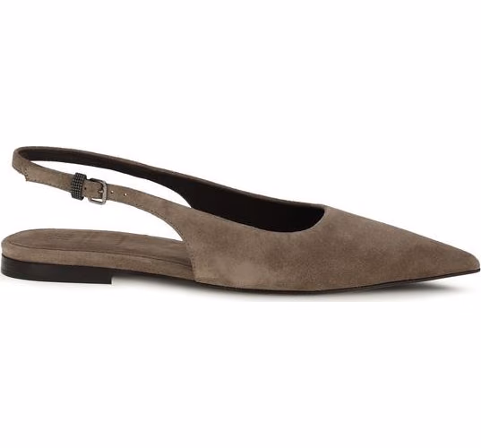 Brunello Cucinelli Brown Calf Leather Bos Taurus Ballet Flats