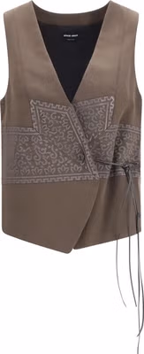 Brown Silk Sleeveless Jacket