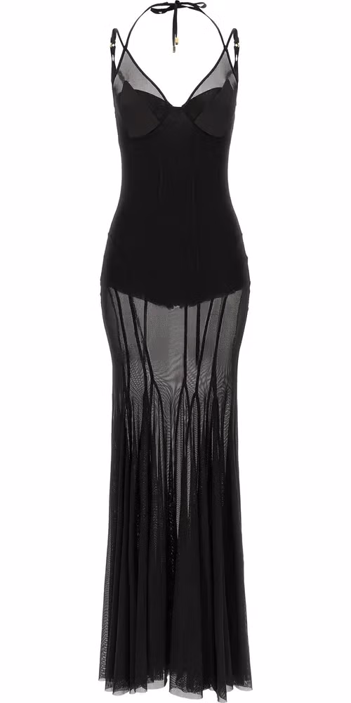 Elisabetta Franchi Black Polyamide Long Dress