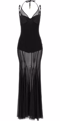 Black Polyamide Long Dress