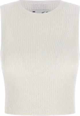 White Viscose Sleeveles T-Shirt