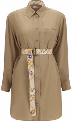 Beige Silk Casual Dress