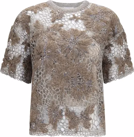 Brunello Cucinelli Beige Mohair Pattern Shirt