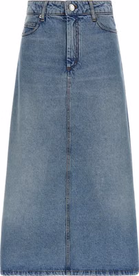 Blue Cotton Midi Skirt