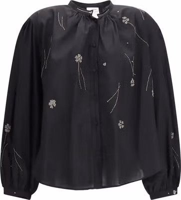Black Cotton Pattern Shirt