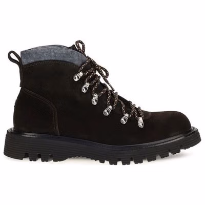 Brown Suede Leather Lace-Up Boots