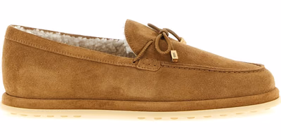 Beige Calfskin Slip-On Loafers