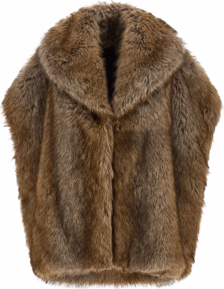 B&B COUTURE Brown Polyester Sleeveless Jacket