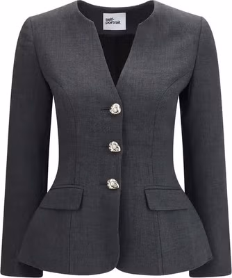 Gray Polyester Blazer