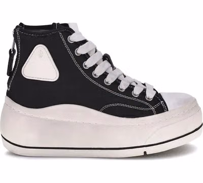 Black Cotton Platform Sneakers
