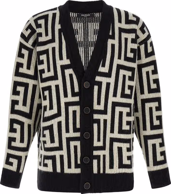Bicolor Merino Wool Cardigan