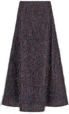 Blue Viscose Midi Skirt