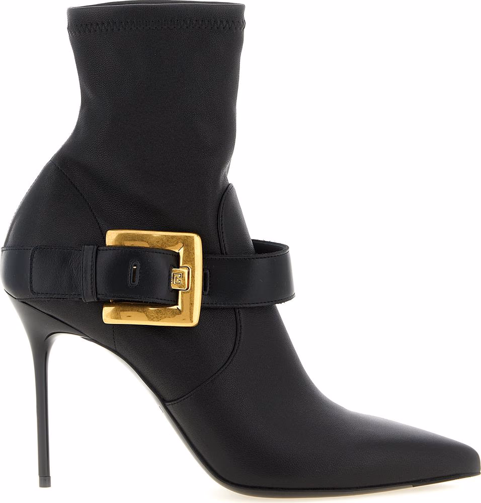 Balmain Black Lamb Leather Ankle Boots
