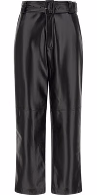 Black Polyester Cropped Pants