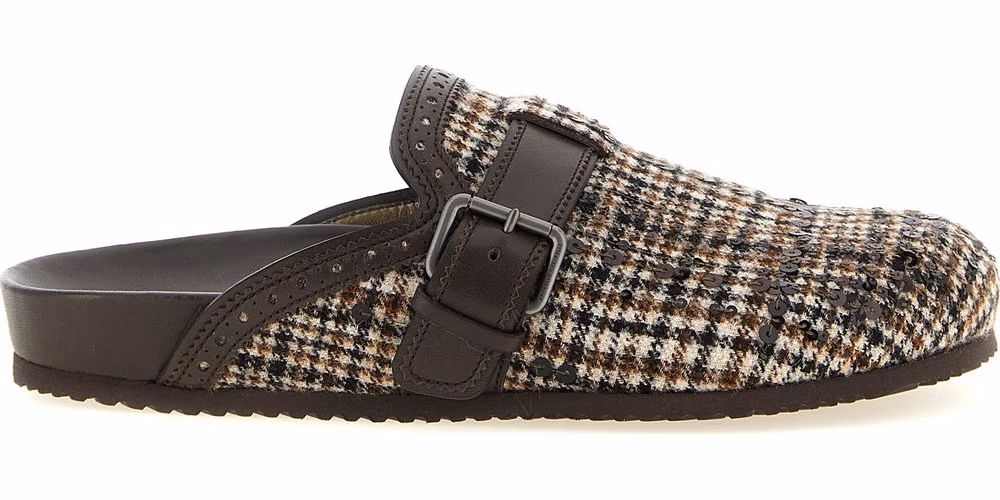 Brunello Cucinelli Brown Alpaca Leather Clogs