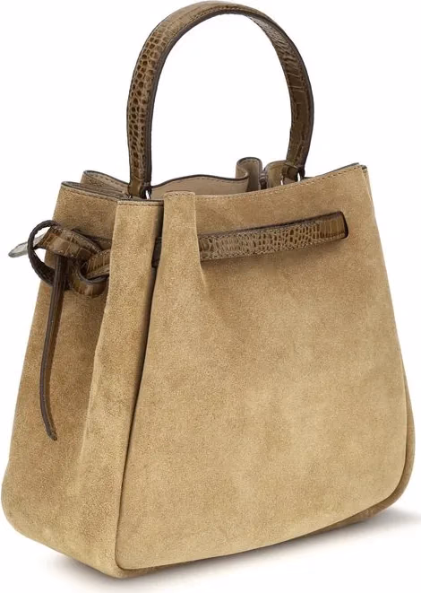 Tory Burch Beige Suede Leather Backet Bag