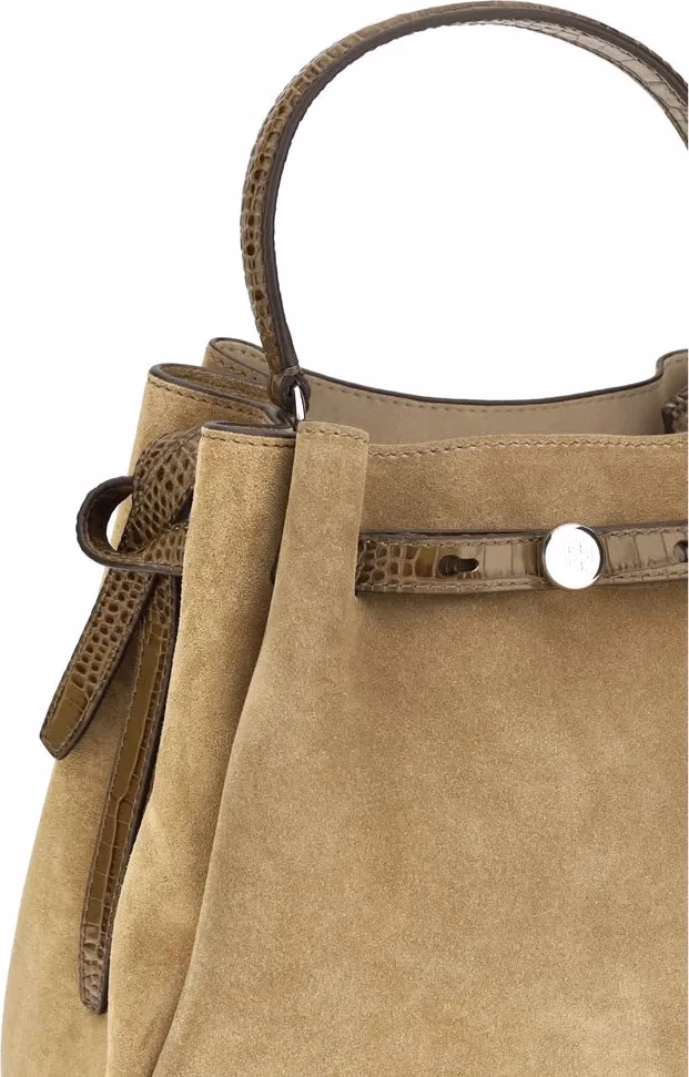 Tory Burch Beige Suede Leather Backet Bag