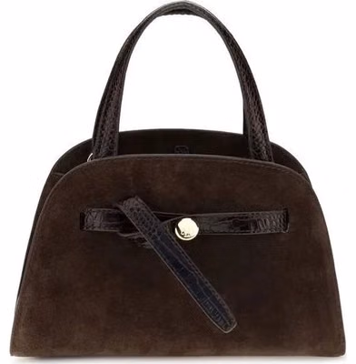 Brown Suede Leather Handbag
