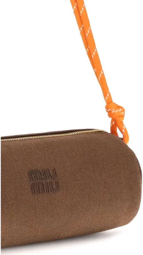 Miu Miu Brown Cotton Shoulder Bag