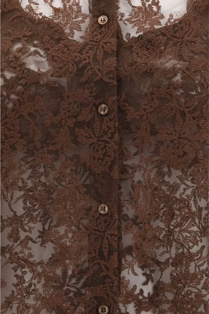 Ermanno Scervino Brown Polyester Pattern Shirt
