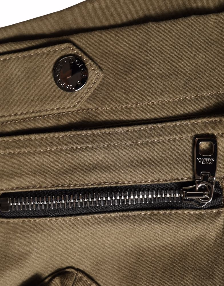 Dolce & Gabbana Green Cotton Mid Rise Cargo Hot Pants Shorts