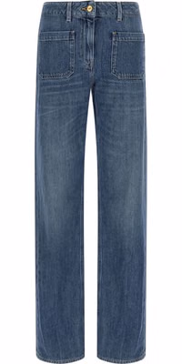 Blue Cotton Straight-Leg Jeans