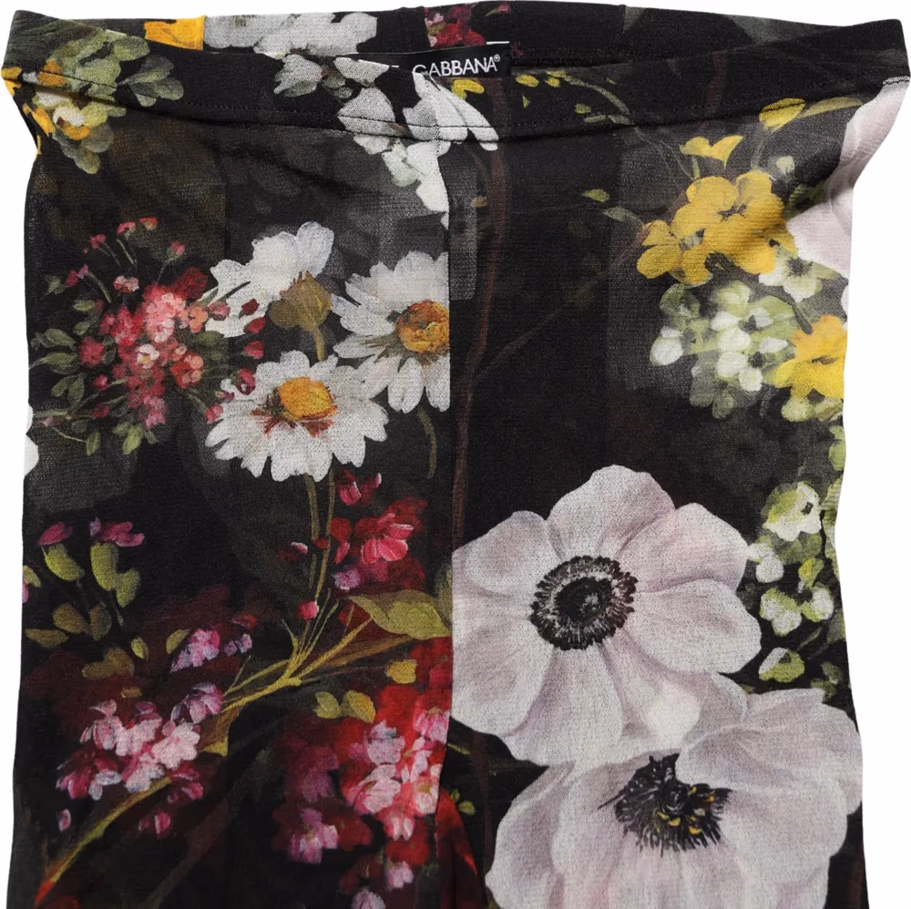Dolce & Gabbana Black Nylon Floral Print Tights Stockings Socks