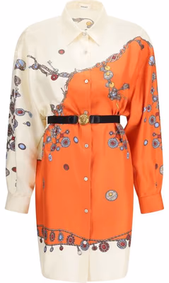 Orange Silk Casual Dress