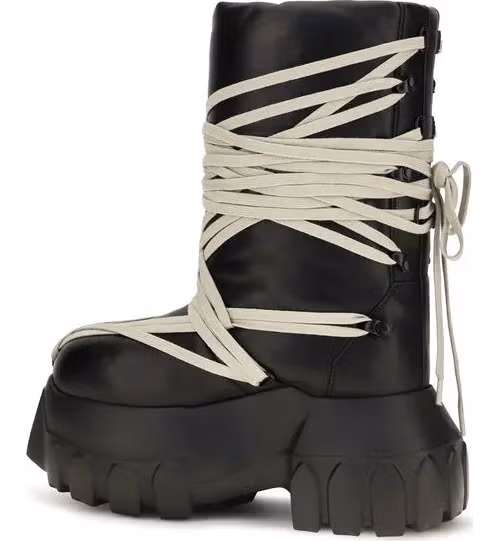 Rick Owens Black Calf Leather Bos Taurus Lace-Up Boots