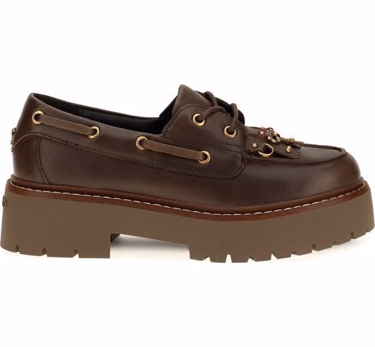 PINKO Brown Calf Leather Bos Taurus Platform Loafers