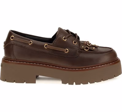 Brown Calf Leather Bos Taurus Platform Loafers