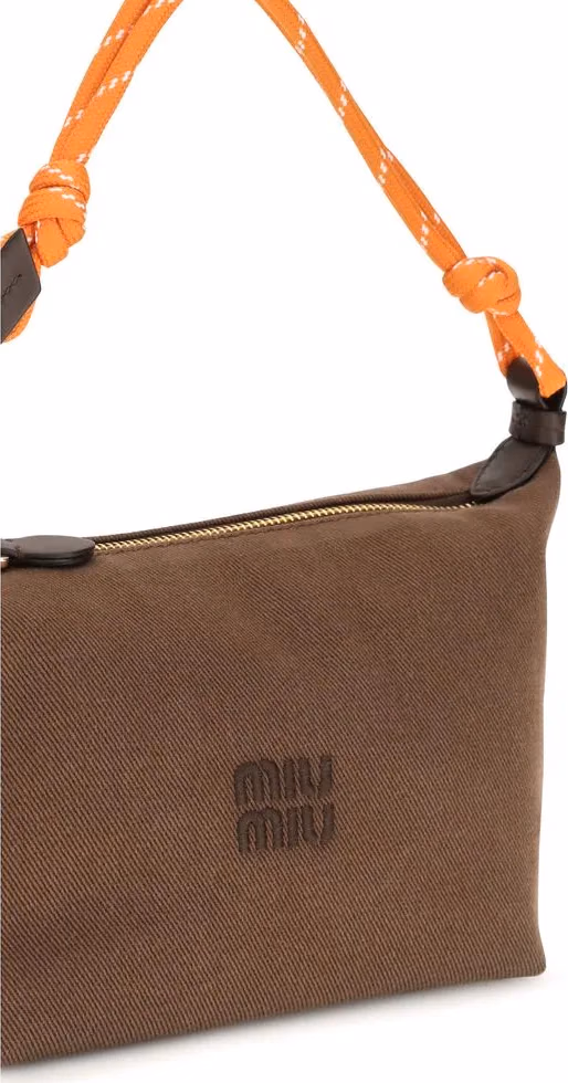 Miu Miu Brown Cotton Shoulder Bag