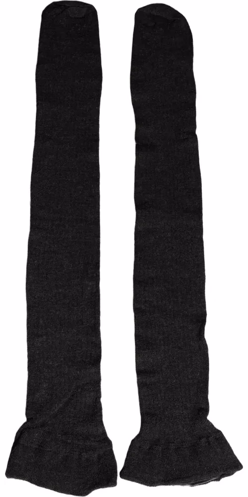 Dolce & Gabbana Dark Gray Wool Over Calf Long Women Accessory Socks