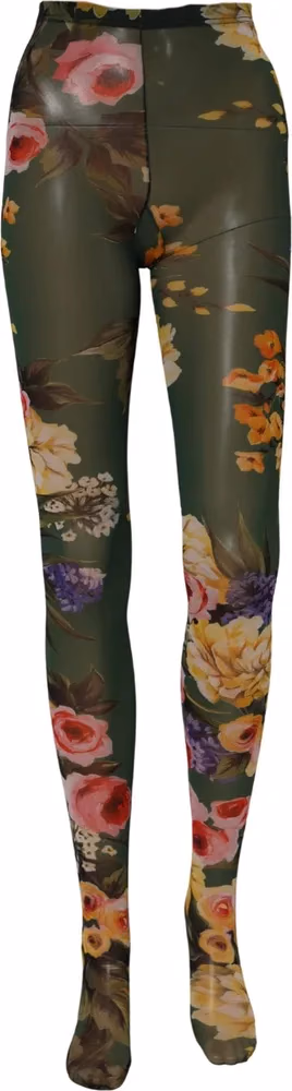 Dolce & Gabbana Red Floral Fishnet Tights Stockings Pantyhose Socks