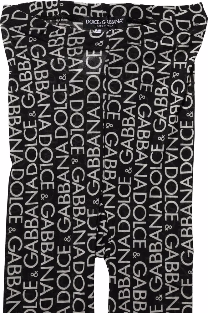 Dolce & Gabbana Black White All Over Print Sheer Stretch Tights Socks