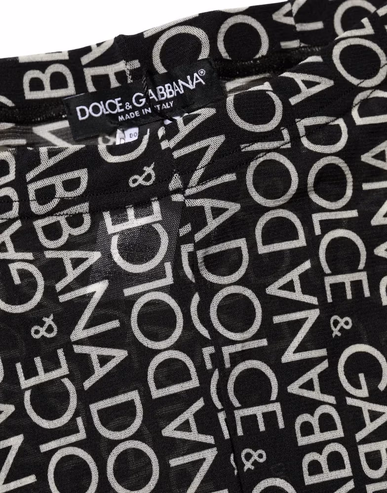Dolce & Gabbana Black White All Over Print Sheer Stretch Tights Socks