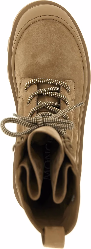 Moncler Beige Leather Lace-Up Boots
