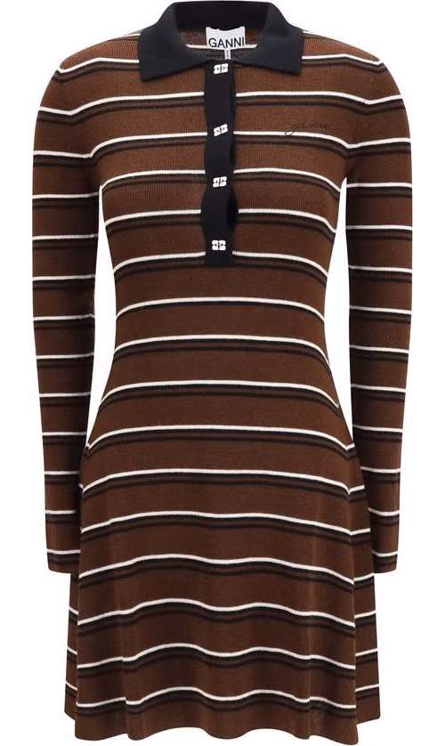 Ganni Brown Wool Oves Aries Casual Dress