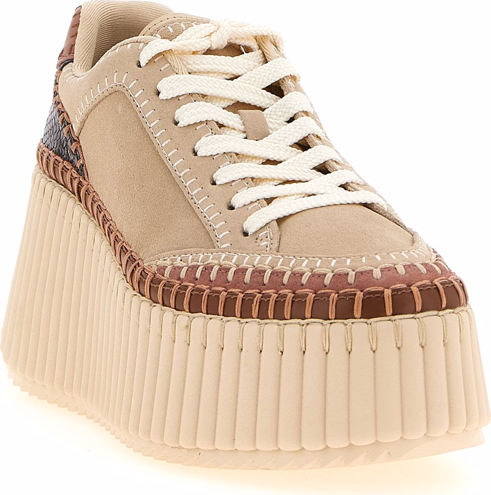 Chloé Beige Polyester Wedge Sandals