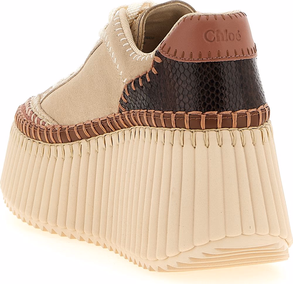 Chloé Beige Polyester Wedge Sandals