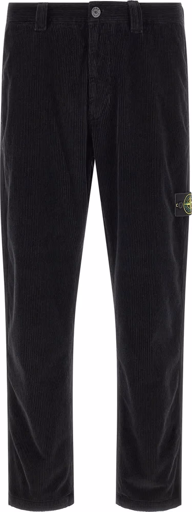 Stone Island Black Cotton Casual Pants