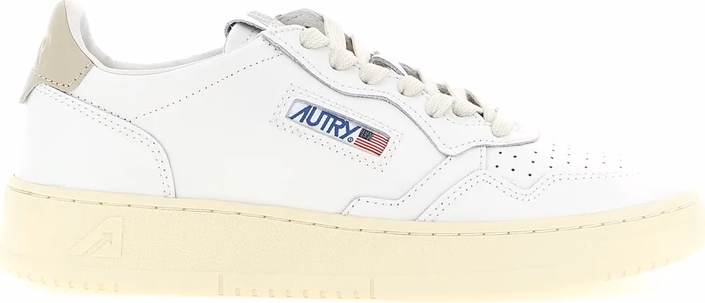 Autry Beige Cowhide Low Top Sneakers