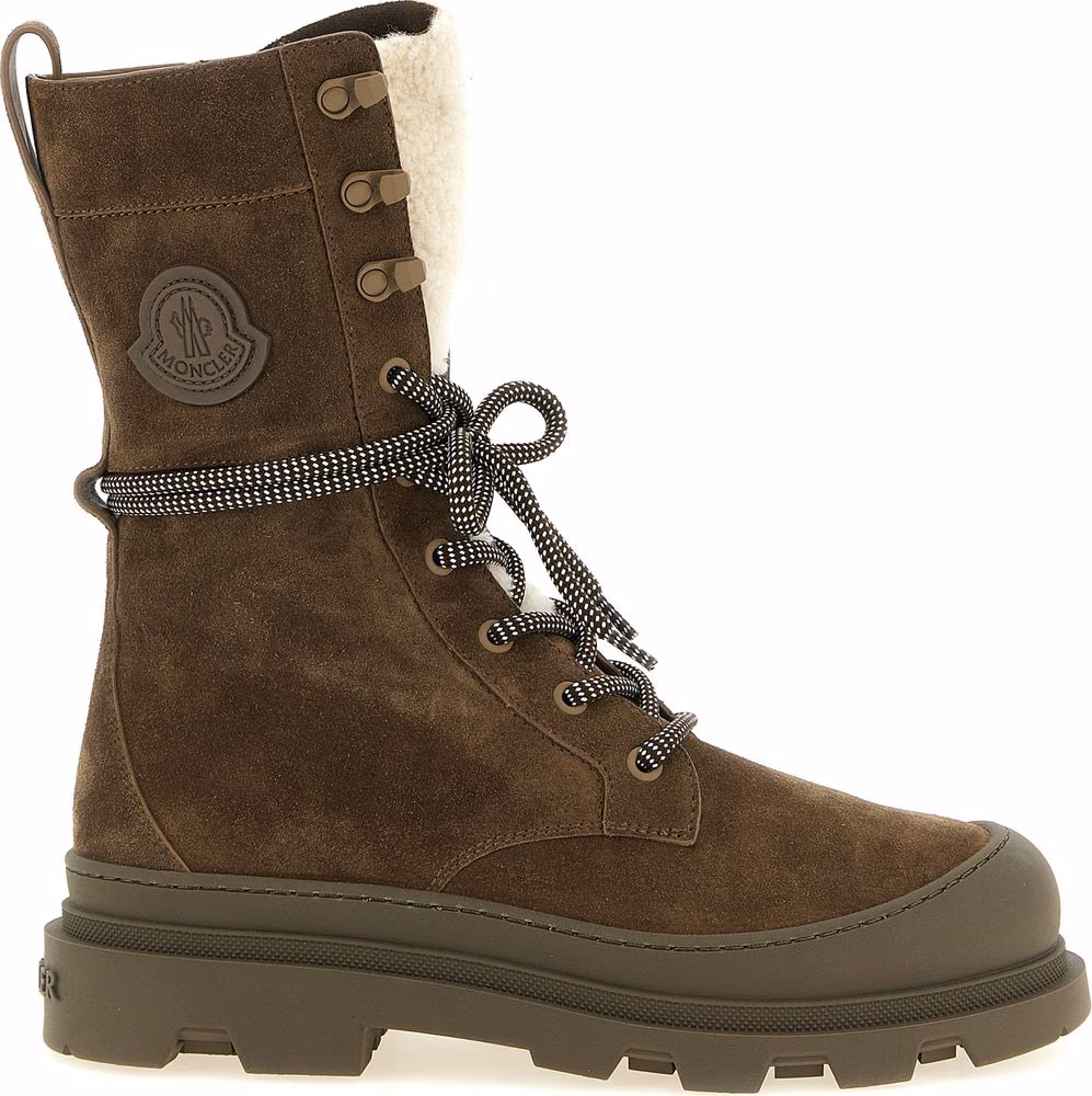 Moncler Brown Leather Lace-Up Boots