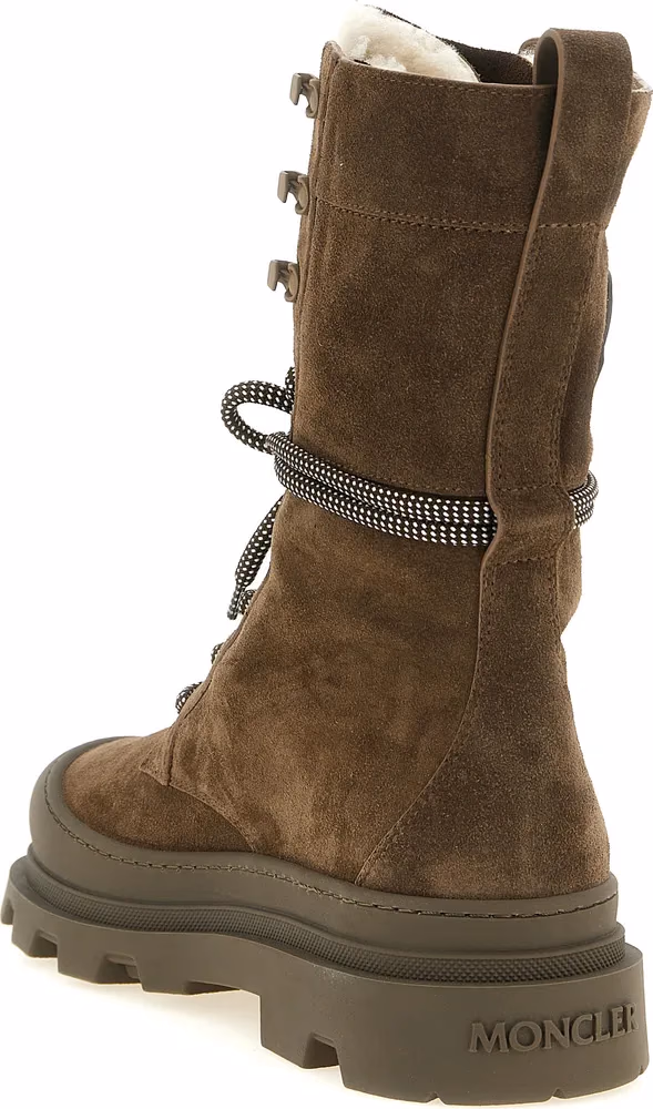 Moncler Brown Leather Lace-Up Boots
