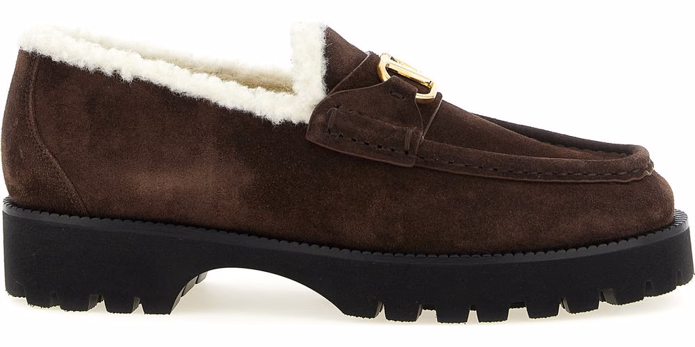 Valentino Garavani Brown Calfskin Slip-On Loafers