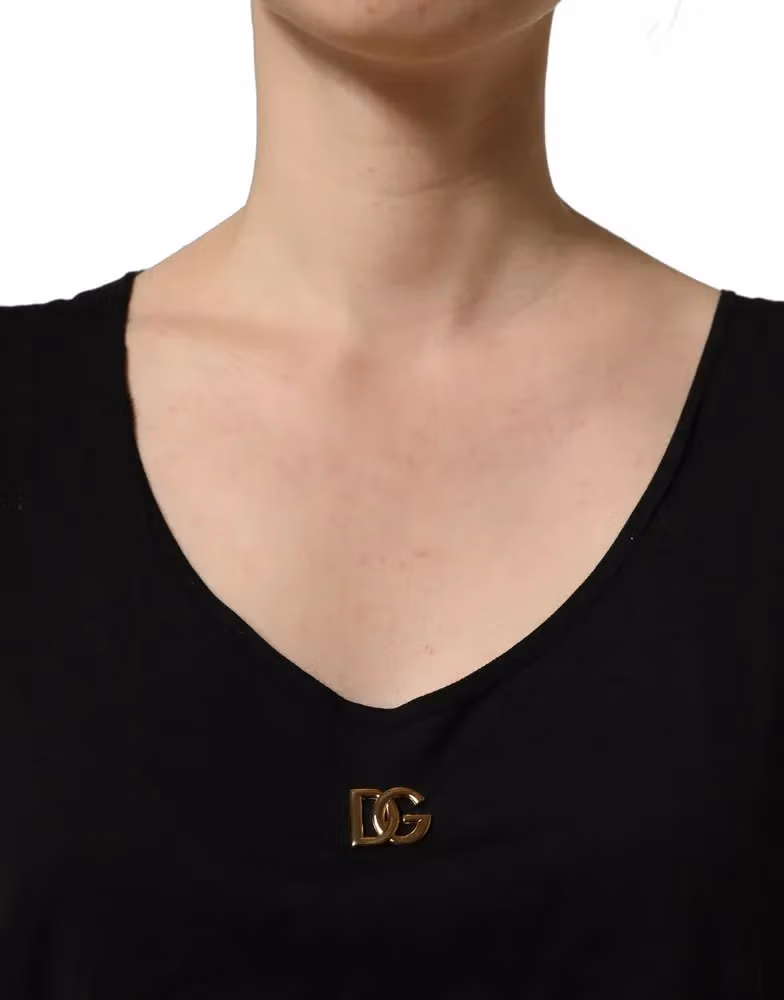 Dolce & Gabbana Black Gold DG Logo Cotton Sleeveless Tank Top