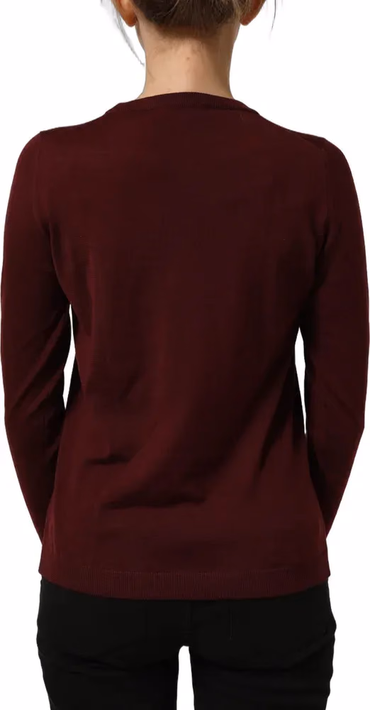 Dolce & Gabbana Maroon Wool Knitted CrewNeck Pullover Sweater
