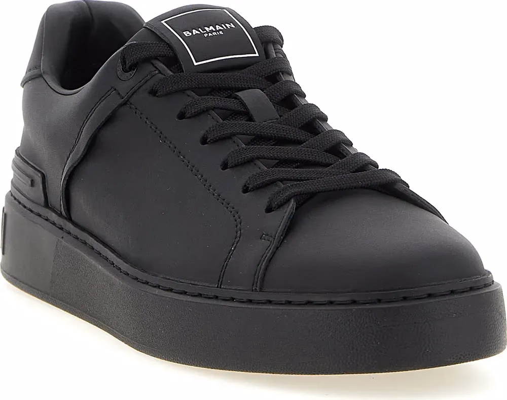 Balmain Black Calfskin Low Top Sneakers