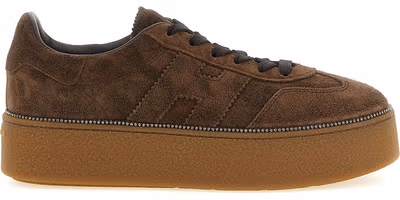 Brown Calfskin Platform Sneakers