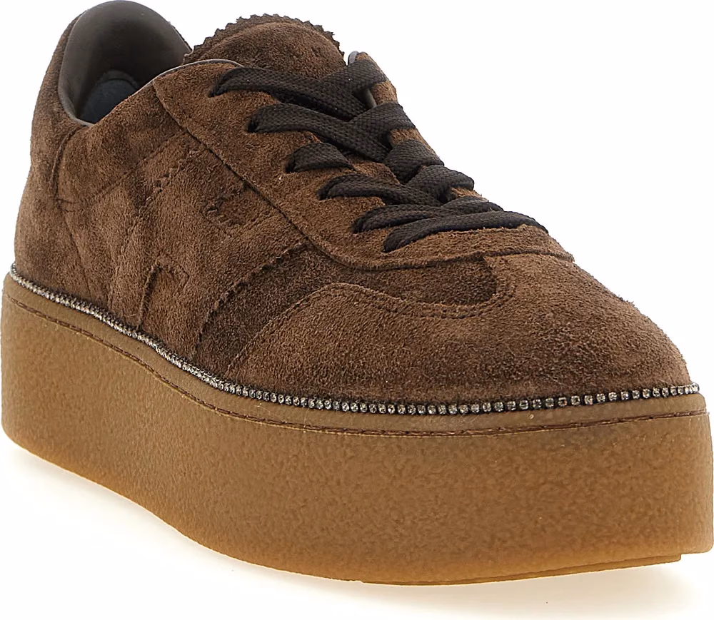 Hogan Brown Calfskin Platform Sneakers
